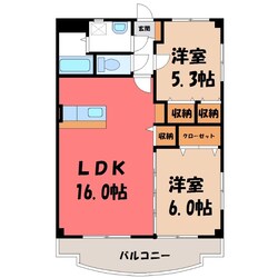 宇都宮駅 徒歩15分 4階の物件間取画像